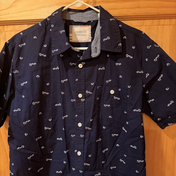 Haggar Other - Men's Medium Hawaiian Button Floral Design, Blue Haggar Collection Shirt